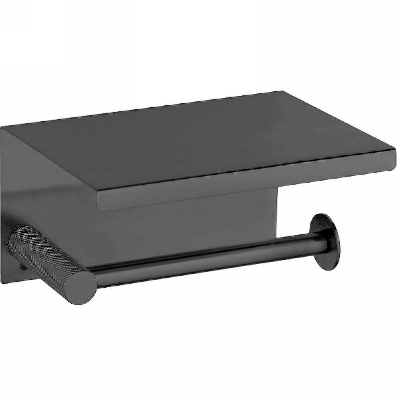 Держатель туалетной бумаги Boheme Uno 10971-GM с полкой Оружейная сталь